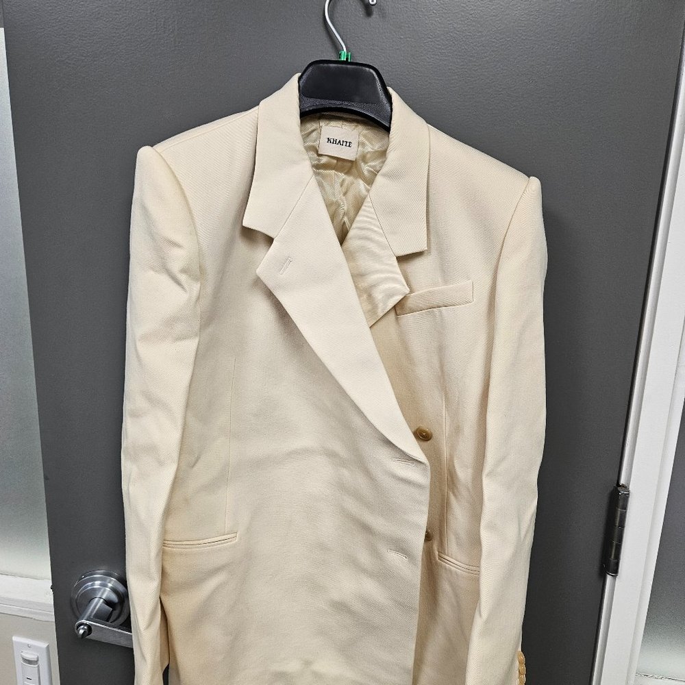 Khaite Otero Wool-Blend Wrap Blazer color bone. Brand New